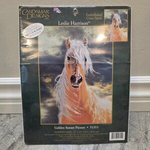 The STAMPED Candamar Cross Stitch Kit Golden Sunset Horse 51311 is a beautifully